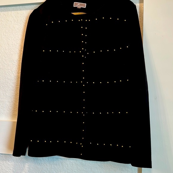 JM Collection Jackets & Blazers - Gold studded deep black jacket by JM collection, size S